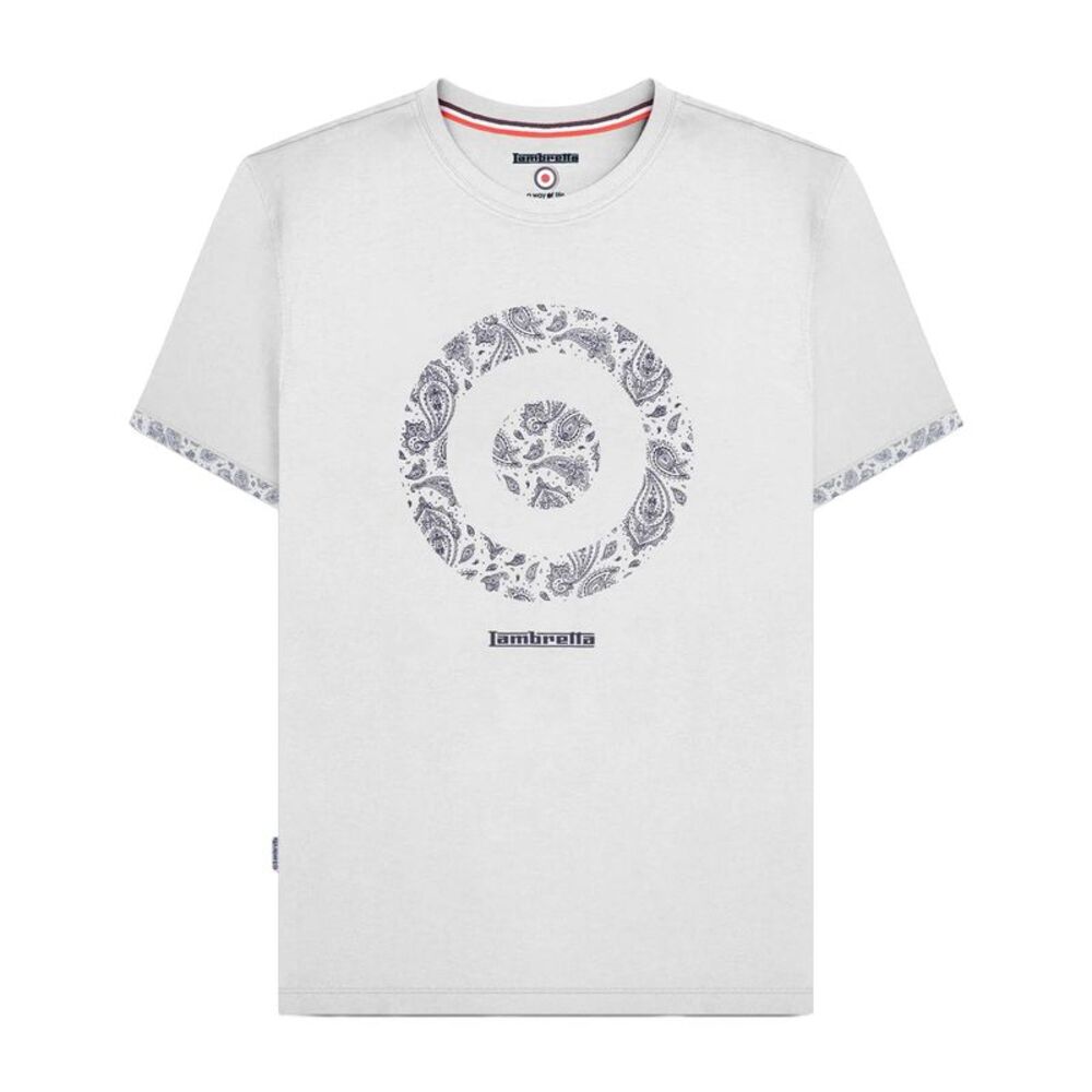 Lambretta Mens SS25 Paisley Target T-Shirt / White